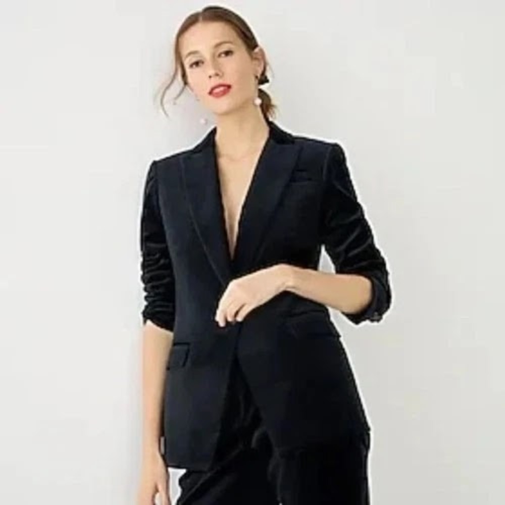 J. CREW Womens Willa Black Velvet Single Button Office Blazer Jacket NWT Size 6